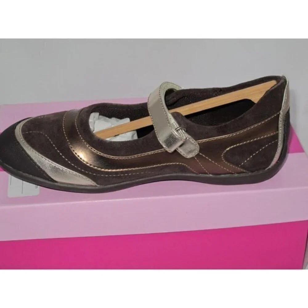 New Jumping Jacks Balleto Gloria Girls Size 3.5 Mary Janes Brown Gold‎ Copper